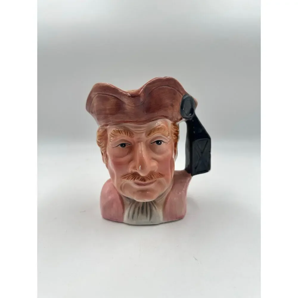 Vintage Pirate Themed Toby Mug Pitcher Creamer Glazed Hand Painted Ceramic